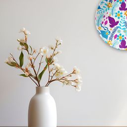 THE QUIRKY HOME White & Purple Floral Printed Lightweight Decorative Ceramic Wall Plate-image-99