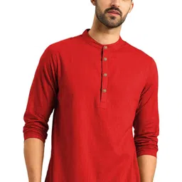 APEKTRA Men Solid Mandarin Collar Regular Cotton Kurta-image-64