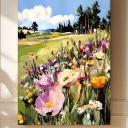 Art Street Green & Blue 1 Piece Canvas Floral and Botanical Wall Paintings-image-97