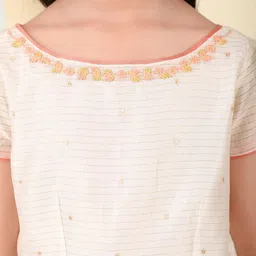 Fabindia Girls Embroidered Cotton Lehenga & Blouse With Dupatta image 4