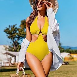 BAESD Tummy Control O Ring Octopus Cutout One Piece Swim Bodysuit-image-77