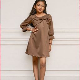KidsDew Girls Cuffed Sleeves A-Line Dress-image-73