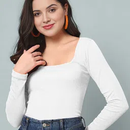 Dream Beauty Fashion Women Solid Square Neck Casual Top-image-79