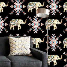 ArtzFolio Printed UV-Resistant Anti-Bacterial Indian Tribal Elephant Peel & Stick Wallpaper-image-24