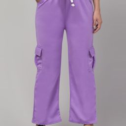 CROWN KING Women Straight Fit Easy Wash Cargos Trousers-image-6