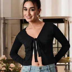BAESD Tie-Up Neck Studded Top-image-52