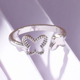 SALTY Little Butterflies Silver Adjustable Finger Ring-picture-42