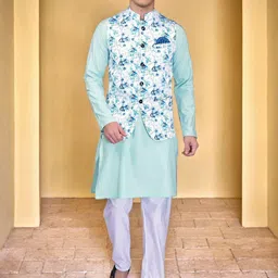 PRINTINDIA Mandarin Collar Straight Kurta With Trouser & Nehru Jacket-picture-40