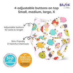 SuperBottoms Basic Pocket Diaper with 2 Inserts Sheep Print  - Multicolour image 5