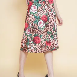BAESD Women Floral Printed One Side Slit Knee Length Pencil Skirt-image-31