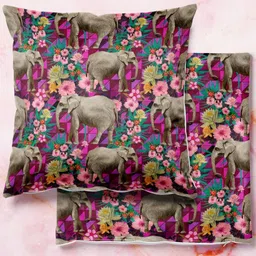 ArtzFolio Multicoloured Set of 2 Velvet Square Cushion Covers-28