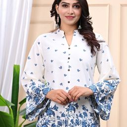 RAJPUTANA CAMISA Women Floral Print Flared Sleeve Cotton Top-image-17