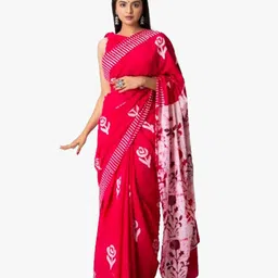 KIAARON Floral Block Print Pure Cotton Saree-picture-14