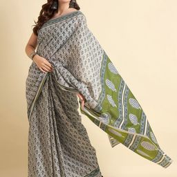 Anouk Rustic Floral Block Print Saree image 5