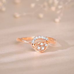 GIVA Rose 14 Kt Gold Soft Ember Diamond Ring-11