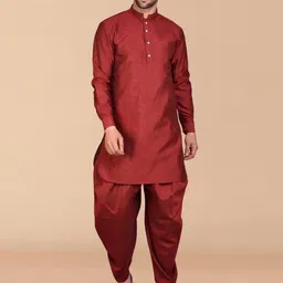 PRINTINDIA Mandarin Collar Pure Silk Kurta with Harem Pant-image-38