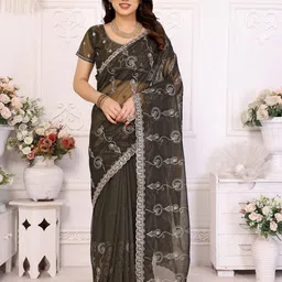 Moda Rapido Floral Embroidered Pure Chiffon Saree-image-37