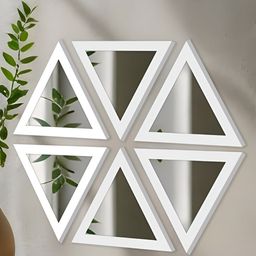 Art Street 6-Pcs White Triangular Shape Acrylic Basin Mirror With Hook-9