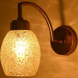 SOMIL White & Gold-Toned Printed Glass Cylinder Shaped Wall Lamp-21