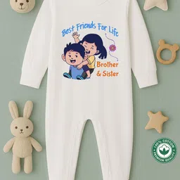 BLUSHES Infants Raksha Bandhan Printed Pure Cotton Romper-image-86