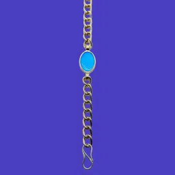 Dynamic Retail Global Silver Pleated Blue Stone Studded Linked Bracelet-image-53