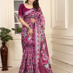 Mitera Floral Pure Cotton Saree-image-42
