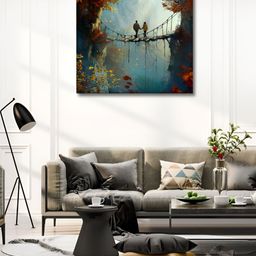 OLIVE TREE Blue & Brown Floral and Botanical Canvas Wall Paintings-picture-0