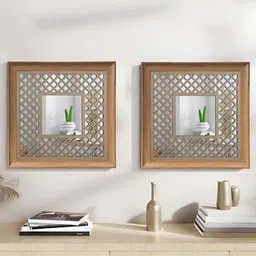 Art Street 2 Pcs Beige Square Shape Decorative Wall Mirror-32