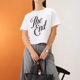 Globus Typography Printed Drop-Shoulder Sleeves Boxy T-shirt-image-15