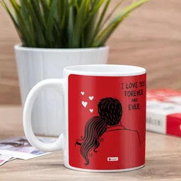 Indigifts Valentine Red & White Cushion With Filler & Mug Gift Set-picture-21