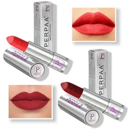 PERPAA Set of 2 Push Button Matte Lipstick 3.5g each- Matte Orange 193 & Bridal Maroon 304-57
