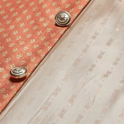 SOJANYA Men Black & Orange Solid Kurta with Churidar & Patterned Nehru Jacket image 4