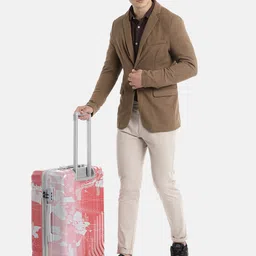 Teakwood Leathers Map Printed 360 Degree Rotation Hard Medium-Sized Trolley Bag 54.6L-33