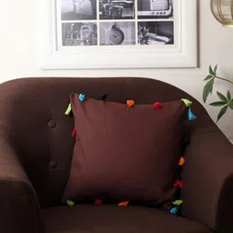 Lushomes Brown & Blue Square Cushion Covers-31