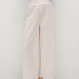 MANGO Women Off White Solid Parallel Trousers-image-22