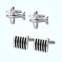 Peora Men Set Of 2 Textured Contemporary Cufflink-17