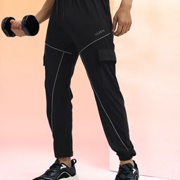 HRX by Hrithik Roshan Men Contrast Piping Mid-Rise Rapid-Dry Training Cargos-image-37