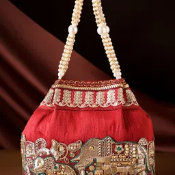 Rubans Embellished Embroidered Potli Clutch-51