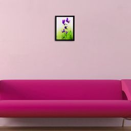 eCraftIndia Multicoloured Purple Flower Matt Textured UV Framed Wall Art-image-92