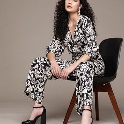 MANGO Printed Wrap Jumpsuit-21
