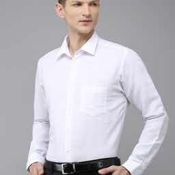 Van Heusen Linen Cotton Custom Fit Checked Formal Shirt-image-95