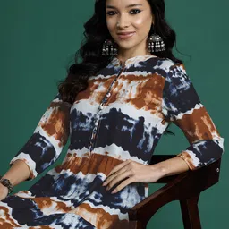 Sangria Tie & Dye Printed A-line Kurta-picture-32