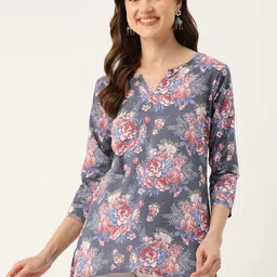 FERANOID Floral Printed Pure Cotton Kurti-image-61