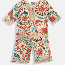 Readiprint Fashions Girls Floral Printed Gotta Patti Pure Cotton Kurti With Palazzos-picture-51