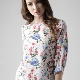 Style Quotient by noi Women Pink & Blue Printed Styled Back Top-image-6