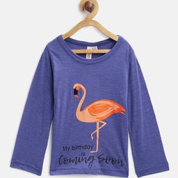 Kids On Board Girls Blue Printed Round Neck T-shirt-image-19