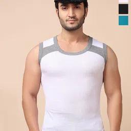 Dollar Bigboss Men Solid Pack of 3 Combed Cotton Racerback Styled Gym Vest-picture-36