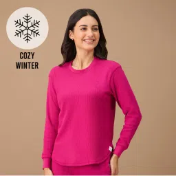 Nykd By Nykaa Full Sleeve Waffle Tee - NYS803 - Pink-picture-2