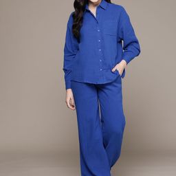 The Roadster Lifestyle Co. Crinkled Pure Cotton Boxy Co-ords-picture-25