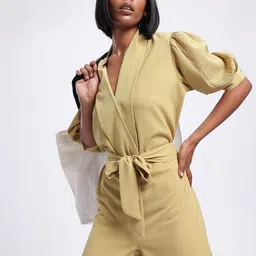glitchez Belted Bow Seersucker Playsuit-picture-50